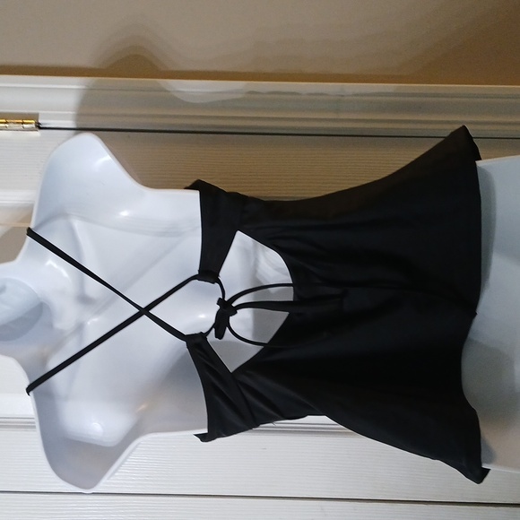 Black cut out front black swim suit bathing suit top  Sz L - Picture 4 of 5